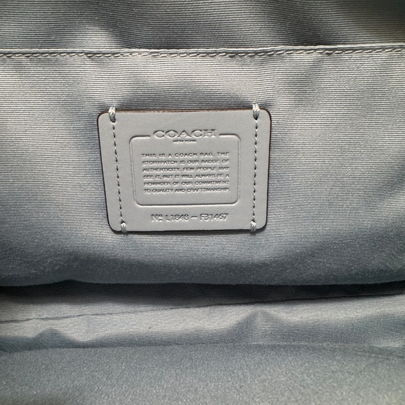 Coach Emma Satchel F31467 Large Blue Pebbled Leather Tote